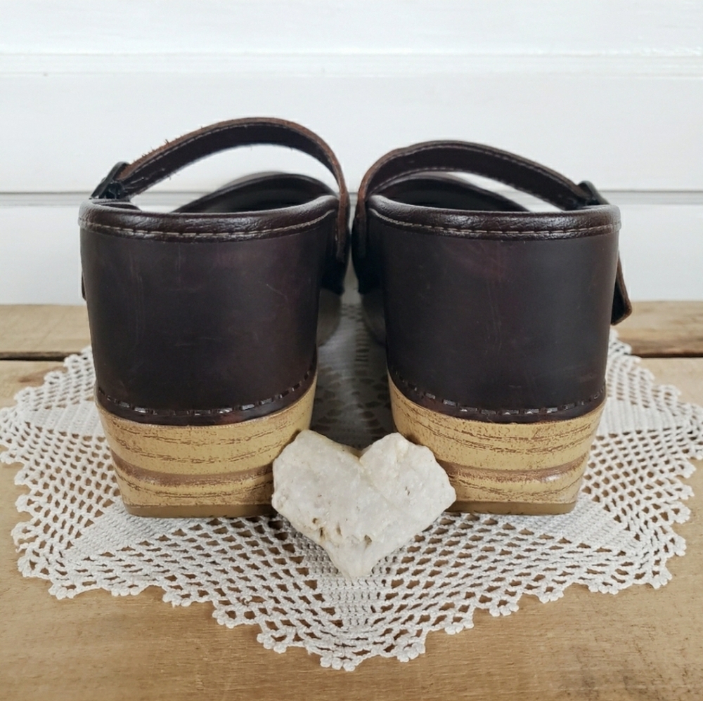 Chocolate Honey Dansko Pro Clogs Marcelle Mary Jane Straps Buckles Cottage Boho♡ - Picture 6 of 12